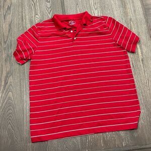 Chaps Golf 78 Stay Dry Striped Polo Golf Shirt Button Front Red White Size Large